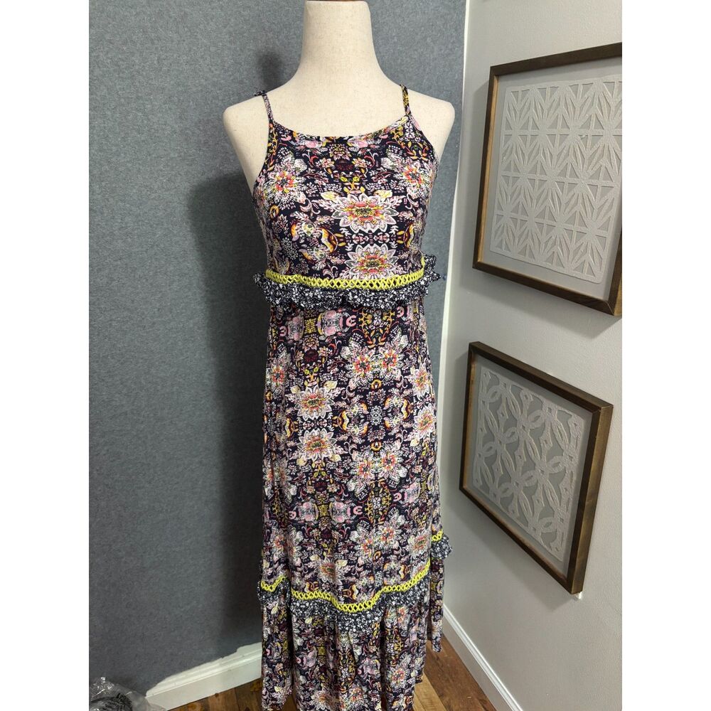Art Class Girls Maxi Dress Floral‎ Boho Tiered Cottagecore L 10 12 Artsy Unique